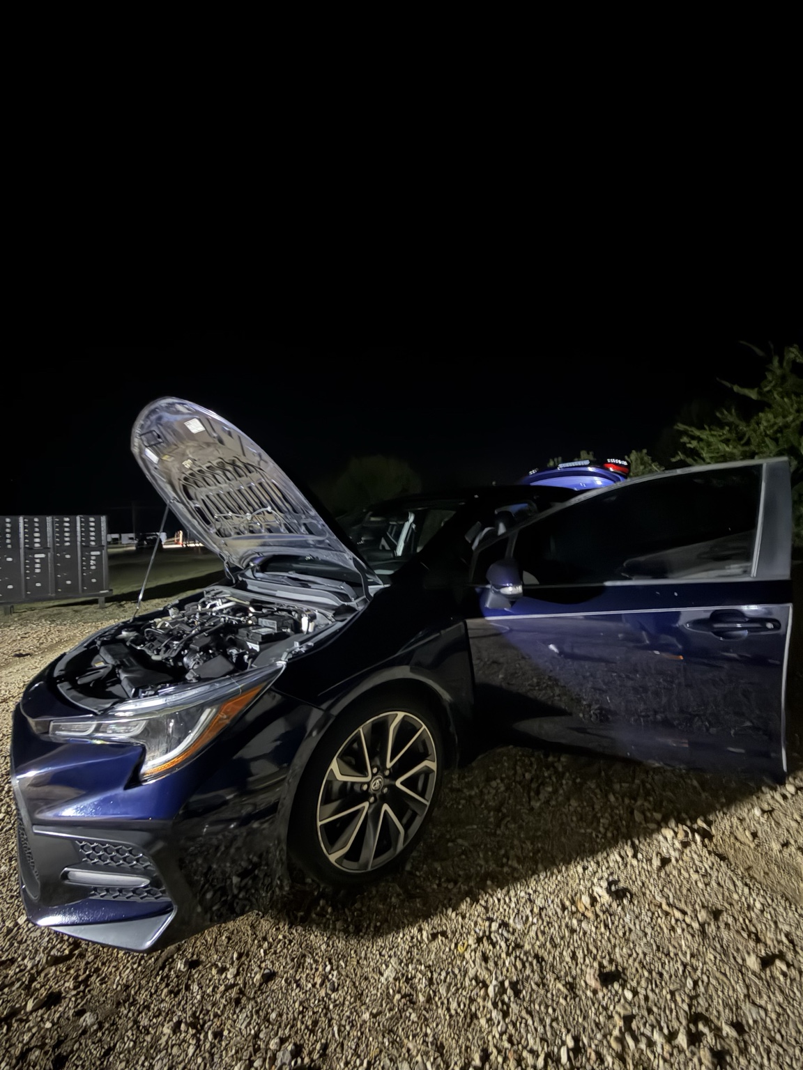 Vehicle with hood open for engine bay detailing