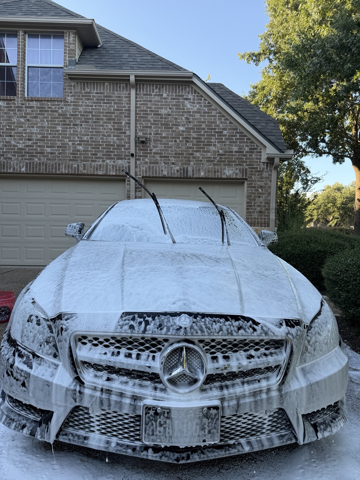 Mercedes covered in foam during exterior wash